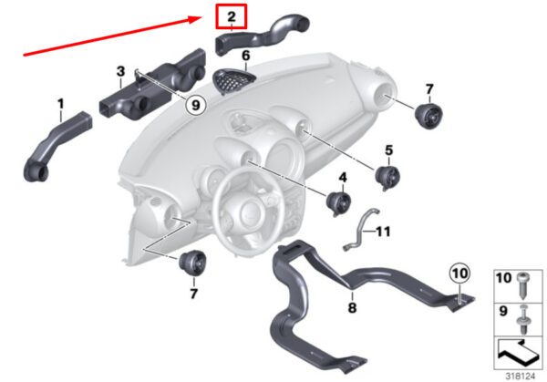 51459804290 - MINI COUNTRYMAN R60 Cold Air Duct Front Right 9804290 51459804290 NEW GENUINE