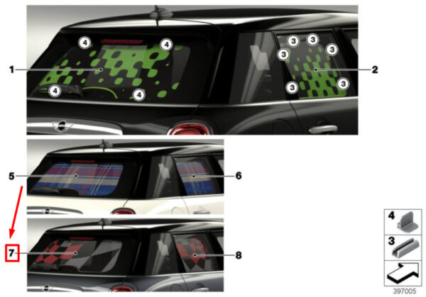 51462358070 - NEW MINI COOPER F55 REAR WINDOW SUN PROTECTION JCW PRO 51462358070 ORIGINAL
