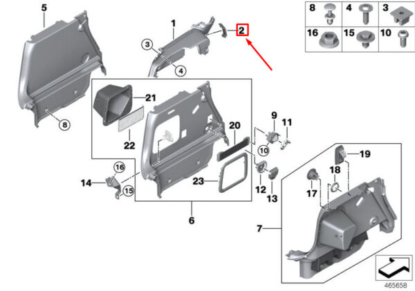 51467391439 - NEW MINI CLUBMAN F54 LEFT SEAT BELT OUTLET COVER 51467391439 7391439 ORIGINAL