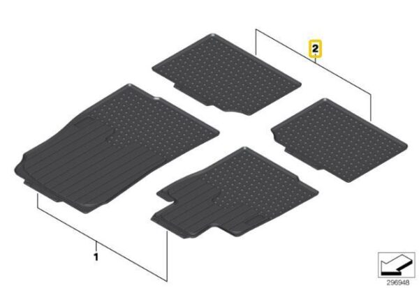 51472181810 - New Genuine MINI R60 R61 Rear Rubber Factory Floor Mats Set 2181810 OEM