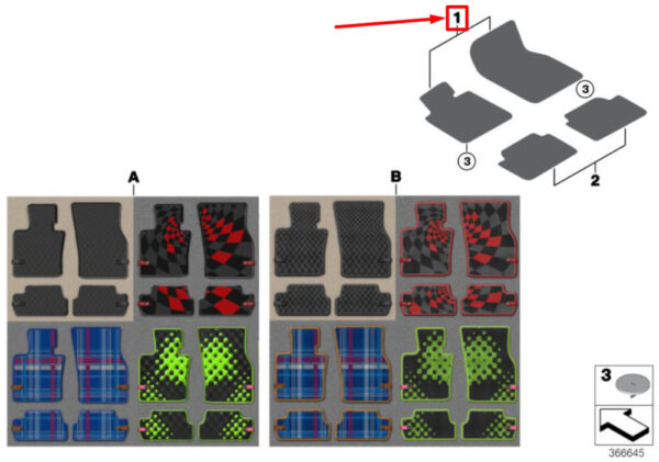 51472354172 - MINI COOPER F55 Floor Mat Factory Floor Mats Set LHD 51472354172 NEW GENUINE