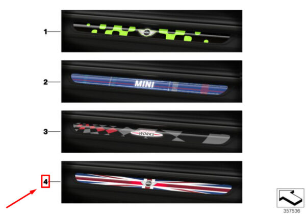 51472357730 - NEW OEM MINI COOPER F56 FRONT DOOR SILLS COVER STRIPS UNION JACK 51472357730