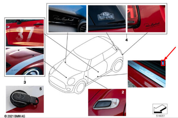 51475A33F09 - Mini Cooper F55 Door Sill Cover Strip 51475A33F09, Genuine Part