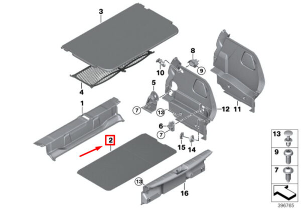 51477303588 - NEW OEM MINI COOPER F55 TRUNK FLOOR TRIM PANEL 51477303588 GENUINE
