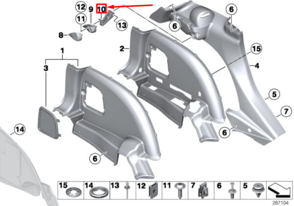 51479807003 - MINI R60 rear left trim holder 51479807003 NEW REAL