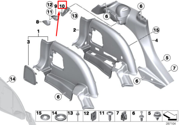 51479807004 - NEW MINI LANDSMANN R60 REAR HOLD RIGHT CHARGING FLOOR 51479807004 ORIGINAL