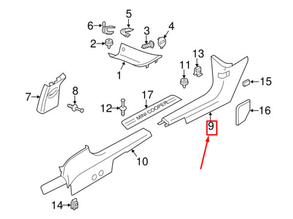 51479810557 - MINI COUNTRYMAN R60 FRONT LEFT LOWER SIDE PANEL 51479810557 NEW GENUINE