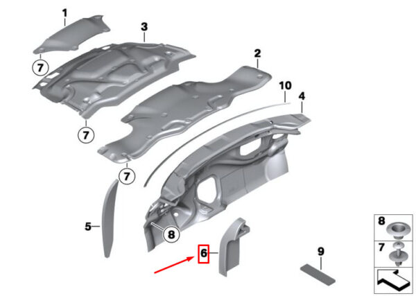 51482754860 - NEW MINI COOPER R56 REAR RIGHT SIDE PANEL SOUND INSULATION 51482754860 ORIGINAL
