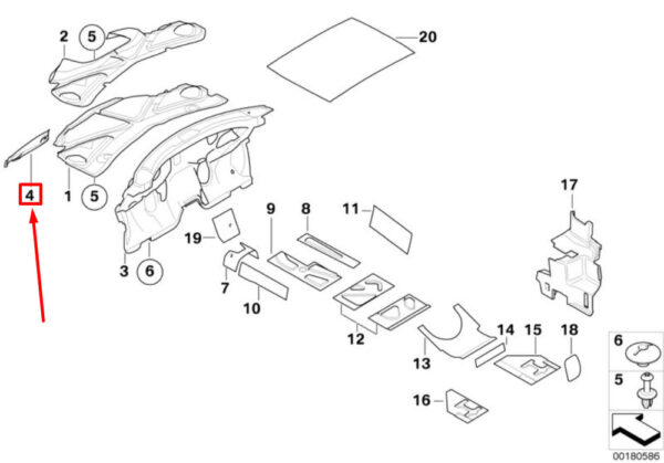 51487126246 - OEM MINI CABRIO R52 FRONT RIGHT SOUND INSULATION COVERING 51487126246 GENUINE