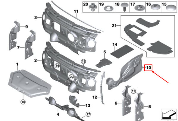 51487386605 - MINI COOPER F56 FRONT LEFT SOUND INSULATION 7386605 51487386605 NEW GENUINE