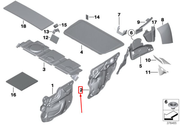 51489806199 - MINI COUNTRYMAN R60 REAR LEFT DOOR SOUNDPROOFING 51489806199 NEW GENUINE