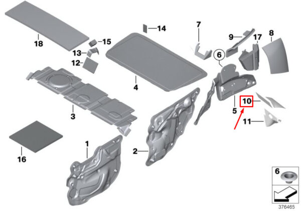 51489807935 - MINI COUNTRYMAN R60 Rear Left Wheel Sound Insulating 51489807935 NEW GENUINE