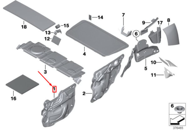 51489810950 - MINI COUNTRYMAN R60 FRONT RIGHT SOUND INSULATION 51489810950 9810950 NEW GENUINE
