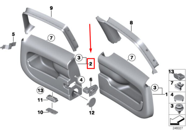 51492756200 - MINI CLUBMAN R55 REAR RIGHT INTERIOR DOOR PANEL 51492756200 NEW GENUINE