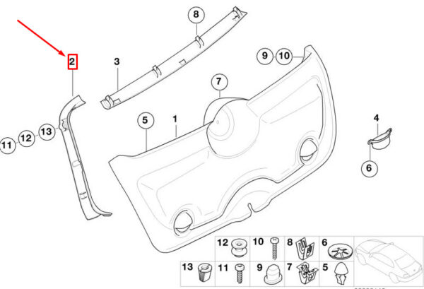 51497029853 - MINI COOPER R50, R53 REAR LEFT TAILGATE TRIM PANEL 51497029853 GENUINE