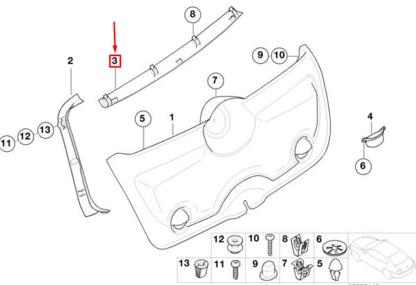 51497029858 - Mini Cooper R50 Tailgate Interior Trim 51497029858 NEW