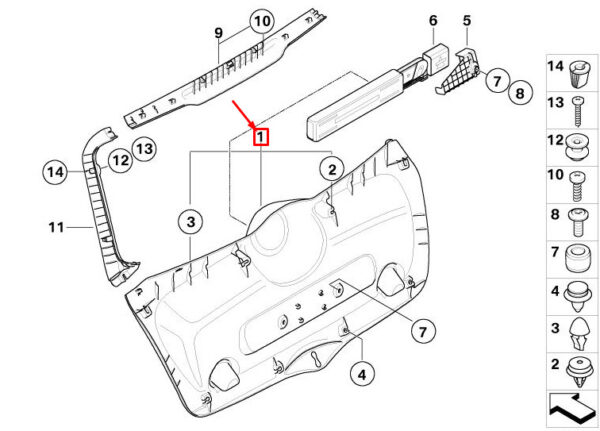 51497148904 - MINI COOPER R56 LOWER TAILGATE TRIM 51497148904 NEW GENUINE