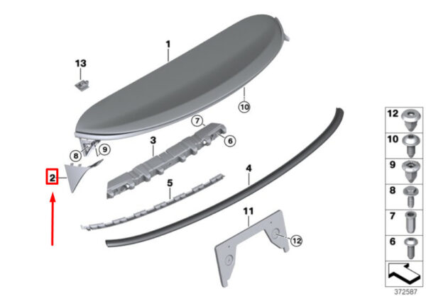 51627359161 - MINI COOPER F55 Left Side Spoiler Cover 51627359161 NEW GENUINE