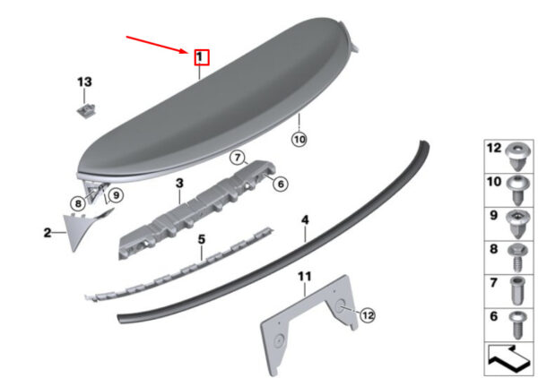 51627375855 - MINI COOPER F56 rear spoiler 7375855 516273875855 NEW ORIGINAL