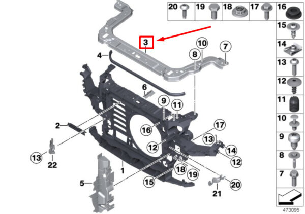 51649802026 - MINI COUNTRYMAN R60 Upper Radiator Holder 9802026 51649802026 NEW ORIGINAL