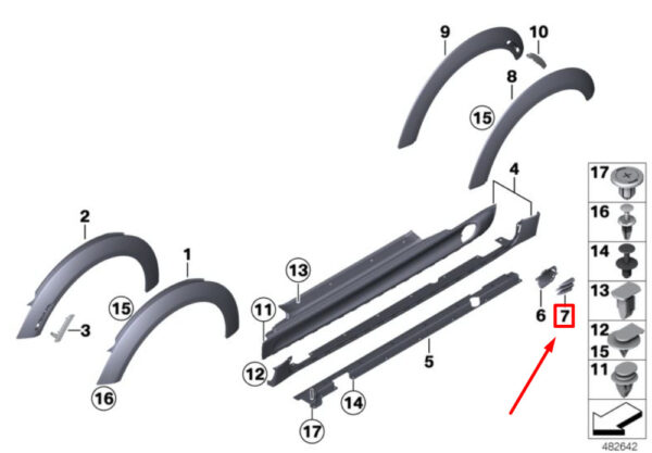 51710413261 - MINI CONVERTIBLE R57 Left JCW Aero Skirt Insert Grill Set 51710413261 NEW ORIGINAL