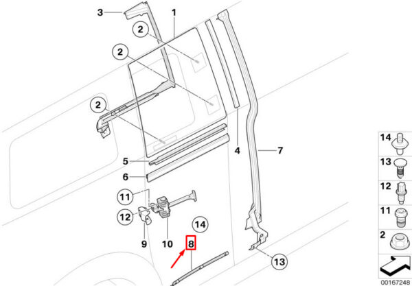 51717167234 - MINI CLUBMAN R55 Rear Right Door Seam Seal 7167234 51717167234 NEW GENUINE
