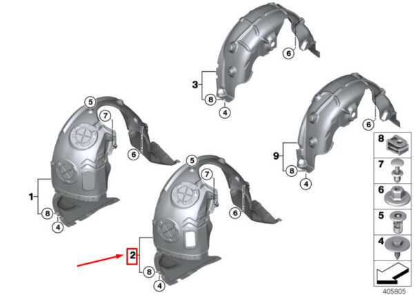 51717319759 - MINI COOPER F56 REAR LEFT INNER FENDER 7319759 51717319759 NEW GENUINE