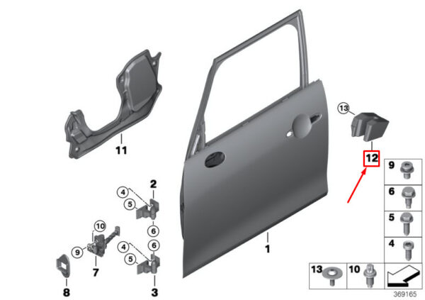 51717322379 - MINI COOPER F55 CRASH PAD FRONT LEFT DOOR 7322379 51717322379 NEW GENUINE