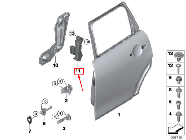 51717322420 - MINI COOPER F55 REAR RIGHT DOOR CRASH PAD 7322420 51717322420 NEW GENUINE