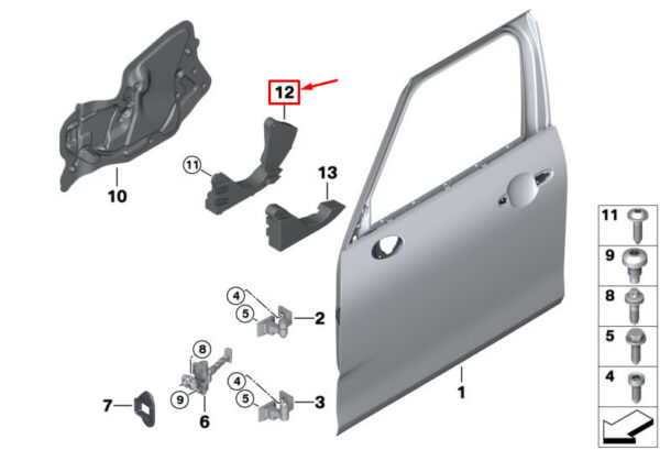 51717344126 - MINI CLUBMAN F54 CRASH PAD FRONT RIGHT INTERIOR DOOR 517173444126 NEW GENUINE