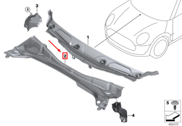 51717380741 - NEW OEM MINI COUNTRYMAN F60 FRONT COWL PANEL COVER PART 2 51717380741 GENUINE