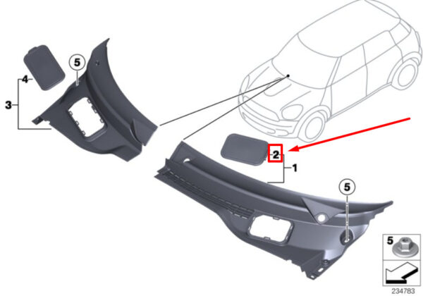 51719802865 - Mini R60 Left Bezel Brake Booster Cover 9802865 51719802865