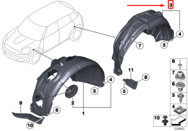 51719804694 - NEW MINI LANDS R60 REAR COVER RIGHT WHEELBOX 51719804694 ORIGINAL