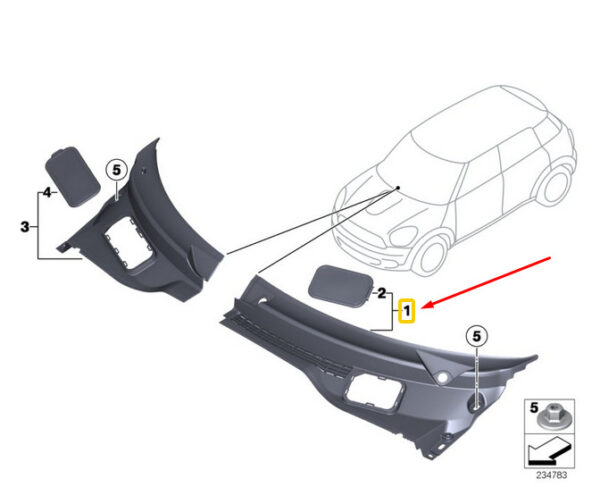 51719808095 - OEM MINI COUNTRYMAN R60 LEFT COWL APRON FIREWALL COVER LHD 51719808095 GENUINE