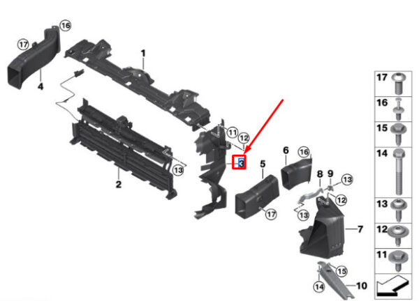51745A01617 - Mini Cooper F56 Front Left Radiator Air Duct 51745A01617, Genuine Part