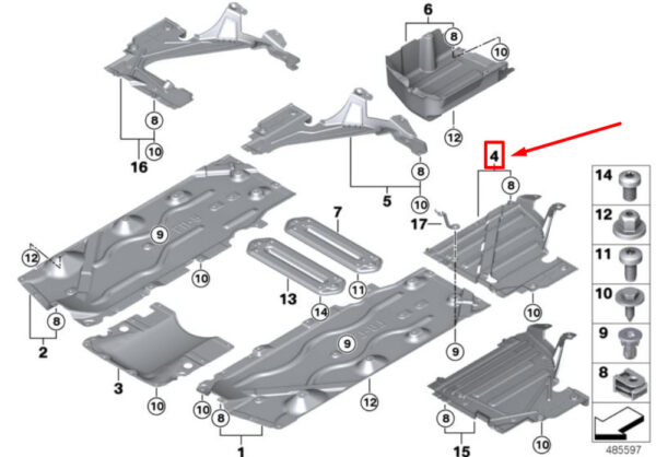51757290809 - OEM MINI COOPER F56 LEFT UNDERBODY PANEL TANK UNDERSHIELD 51757290809 GENUINE