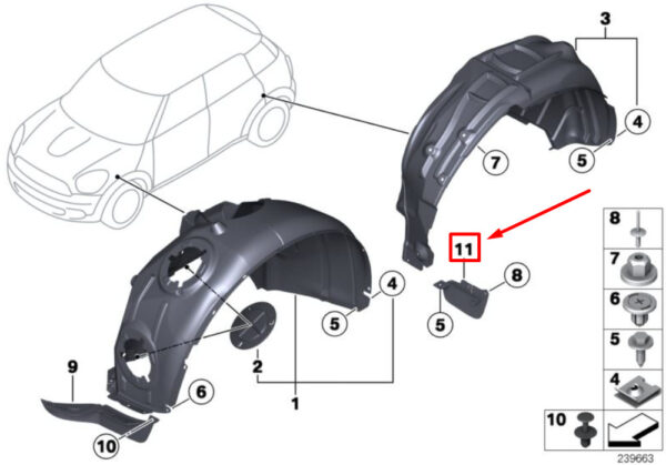 51759802796 - NEW MINI LANDSMANN R60 REAR ARCH RIGHT WHEEL DEFENDER LIP 51759802796