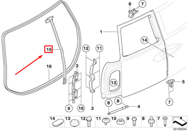 51767167241 - MINI CLUBMAN R55 splitdoor gasket rear left 7167241 51767167241 NEW
