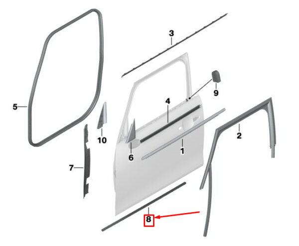 51767322508 - MINI COOPER F55 FRONT LOWER DOOR CONNECTING SEAL 51767322508 GENUINE