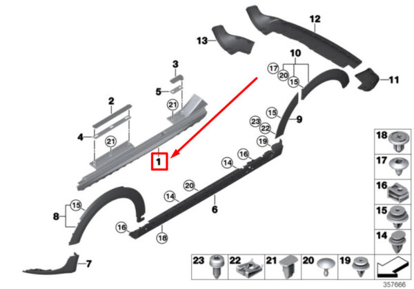51777398782 - MINI COOPER F55 sill trim right 7398782 51777398782 NEW ORIGINAL