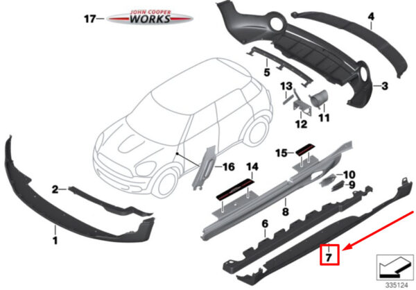 51779810633 - NEW MINI COUNTRYMAN R60 LEFT BLACK BAND DOOR SILL 9810633 51779810633 ORIGINAL