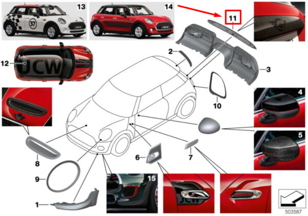 51912465236 - MINI CONVERTIBLE F57 handle strip carbon 51912465236 2465236 NEW ORIGINAL