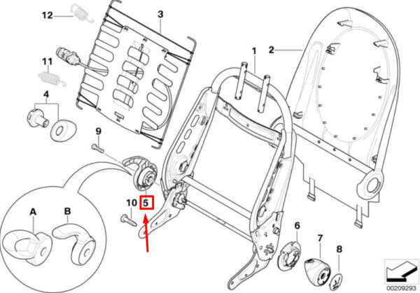 52107075071 - NEW OEM MINI COOPER R50, R53 FRONT LEFT SEAT INNER HANDLE 52107075071 GENUINE