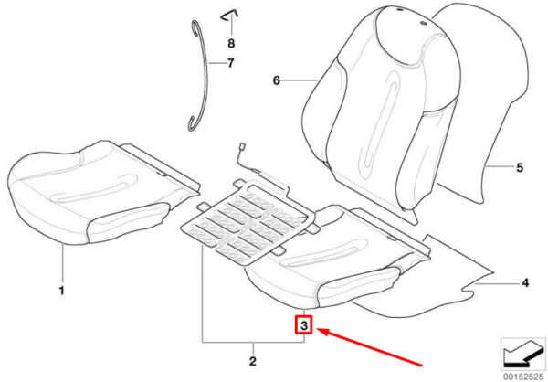 52107162159 - New MINI Cooper R50 SPORTS Seat Upholstery Foam Parts USA 52107162159 Original
