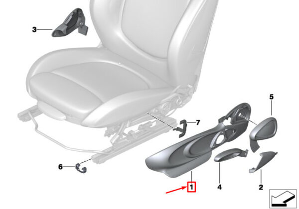 52107398336 - MINI COOPER F56 FRONT RIGHT EXTERIOR SEAT TRIM 52107398336 NEW GENUINE