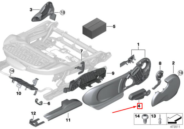52107410572 - NEW MINI COOPER F56 FRONT RIGHT SEAT HEIGHT ADJUSTMENT LEVER 52107410572 ORIGINAL