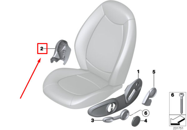52109802661 - NEW MINI COUNTRYMAN R60 LEFT SEAT INNER TRIM PANEL 52109802661 9802661 ORIGINAL