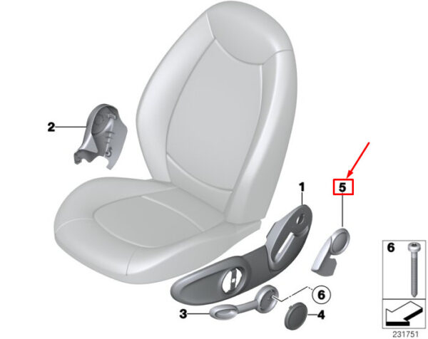 52109802701 - MINI COUNTRYMAN R60 FRONT LEFT SEAT OUTER HANDLE 52109802701 NEW GENUINE