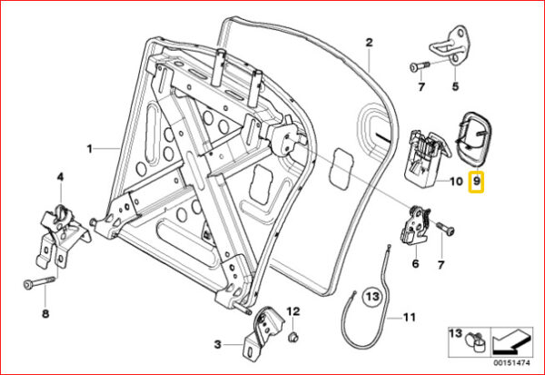 52201486666 - New Genuine MINI Cooper R50 R52 R53 Rear Seat Latch Control Cover 1486666 OEM