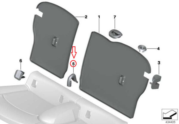 52207348021 - Mini F56 Rear Seat Center Bearing Cover 52207348021 NEW GENUINE